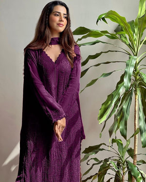 chikankari embroidery 3 pic suit