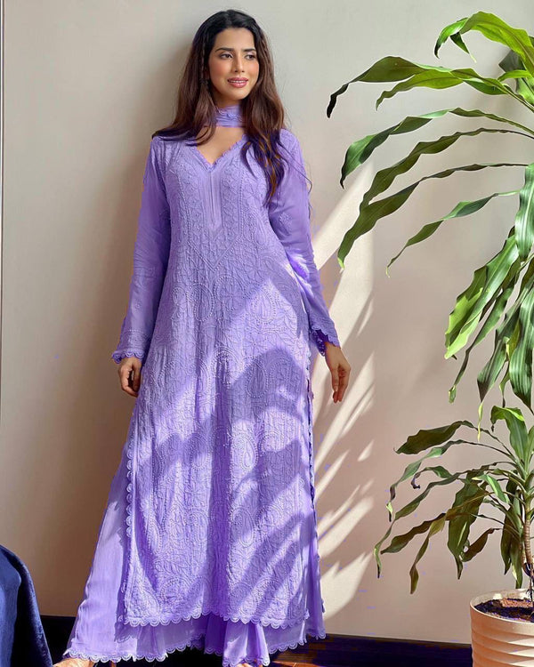 chikankari embroidery 3 pic suit