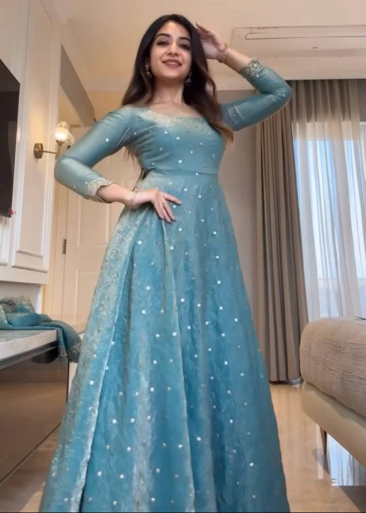 Beautiful Fendy Silk Thread With Sequence Work Gown