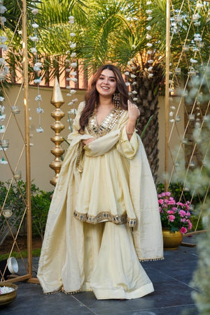 Anarkali Kurta with Sharara & Dupatta
