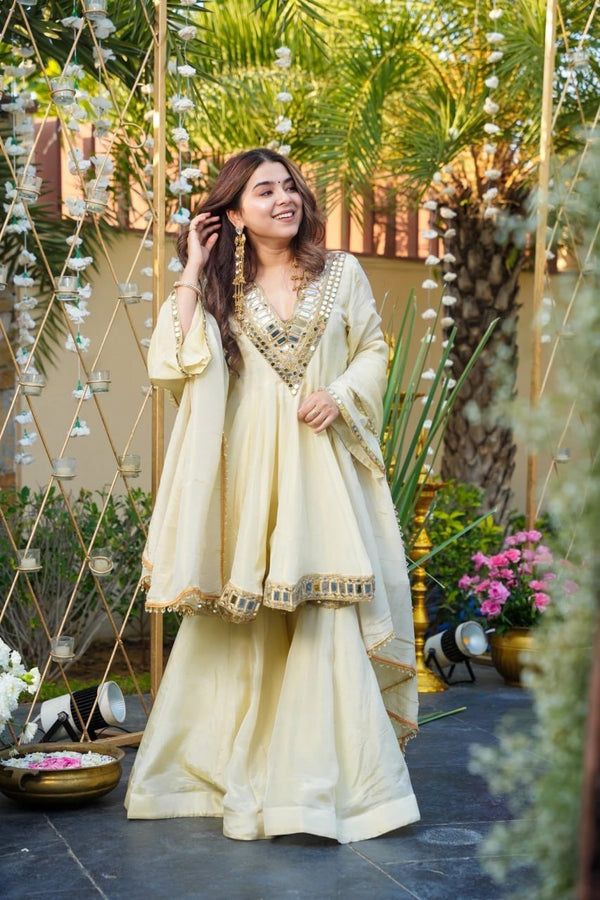 Anarkali Kurta with Sharara & Dupatta