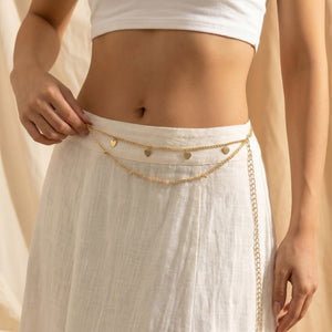 Golden Heart Charm Layered Waist Chain