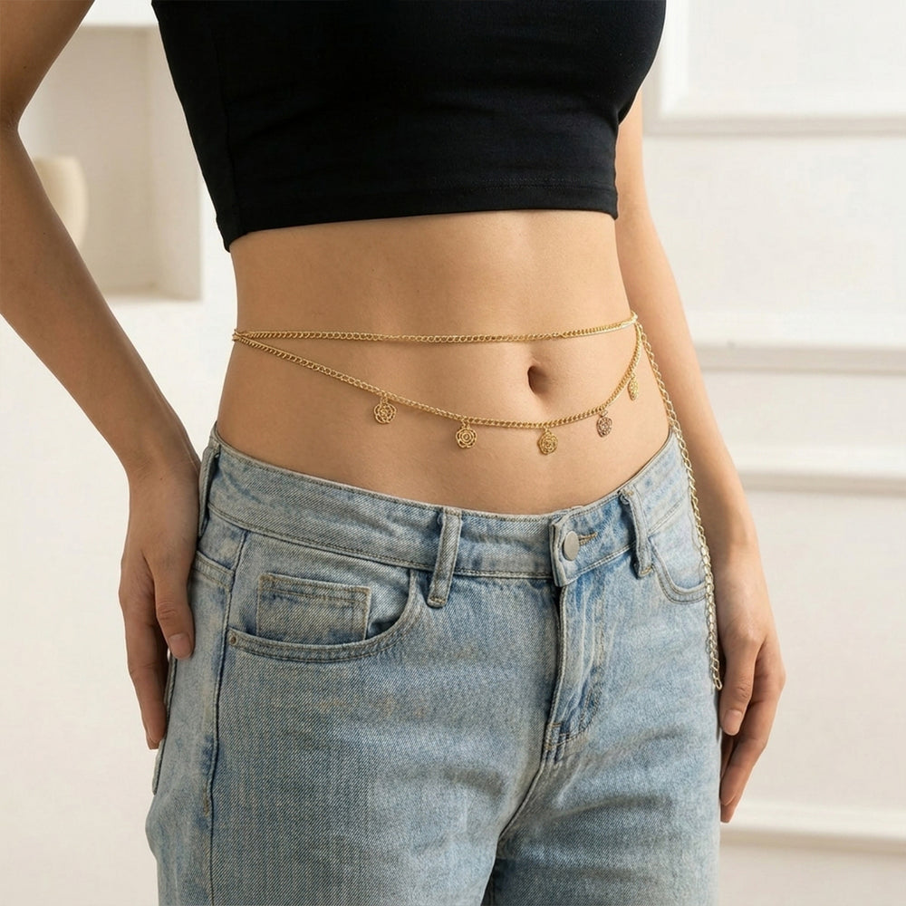 Golden Coin Charm Layered Waist Chain