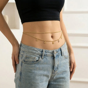 Golden Coin Charm Layered Waist Chain