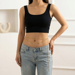 Golden Coin Charm Layered Waist Chain