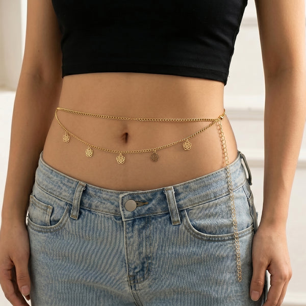 Golden Coin Charm Layered Waist Chain