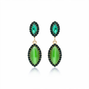 Emerald Green Stone Statement Earrings