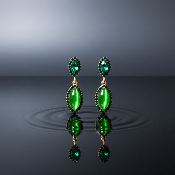Emerald Green Stone Statement Earrings