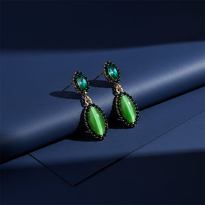 Emerald Green Stone Statement Earrings
