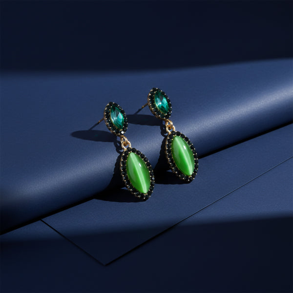 Emerald Green Stone Statement Earrings