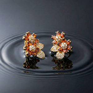 Ruby Blossom Dual Floral Stud Earrings
