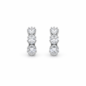 Shimmering Three-Stone Crystal Line Studs