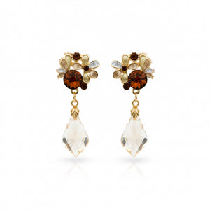 Amber Blossom Crystal Drop Earrings