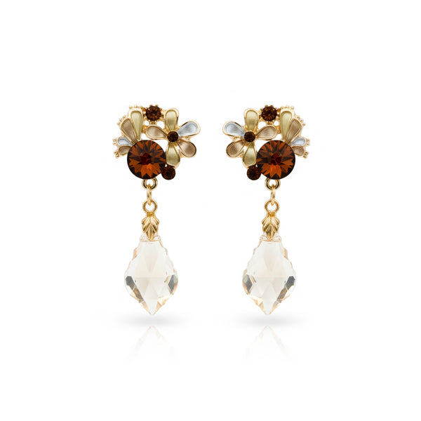 Amber Blossom Crystal Drop Earrings