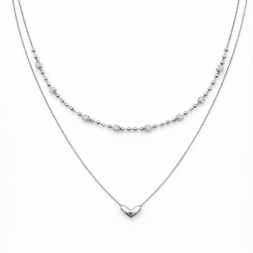 Heart & Crystal Duo Necklace