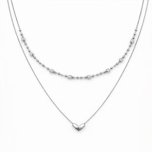 Heart & Crystal Duo Necklace