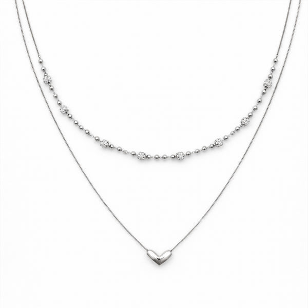 Heart & Crystal Duo Necklace