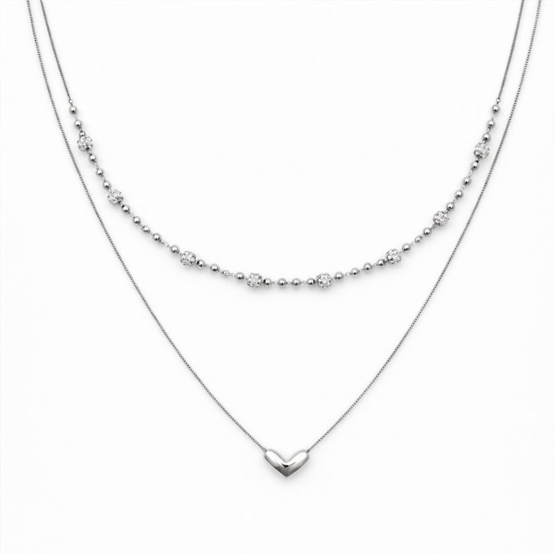 Heart & Crystal Duo Necklace
