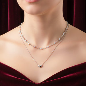 Heart & Crystal Duo Necklace