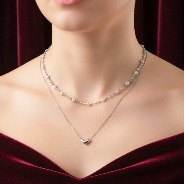 Heart & Crystal Duo Necklace