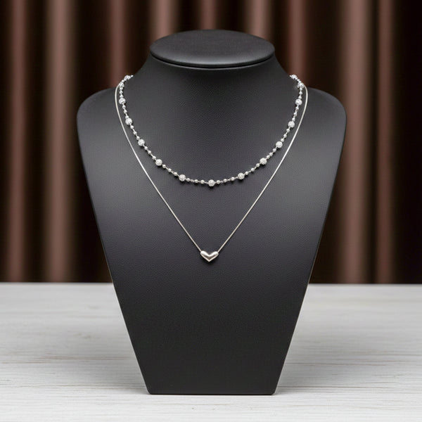 Heart & Crystal Duo Necklace