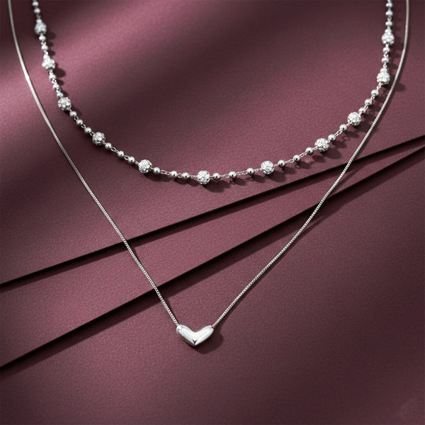 Heart & Crystal Duo Necklace