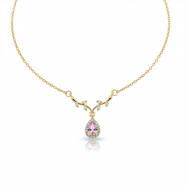 Pink Crystal Flower Necklace