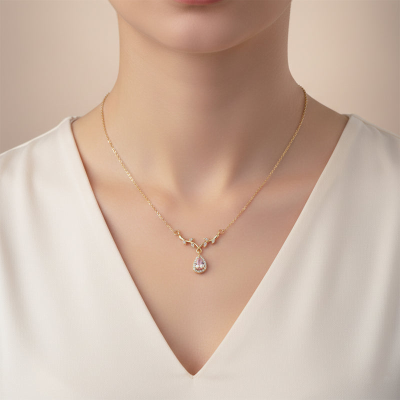 Pink Crystal Flower Necklace