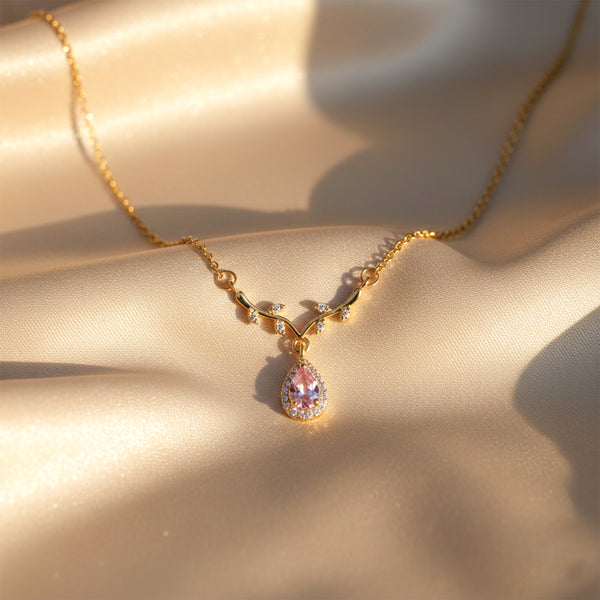 Pink Crystal Flower Necklace