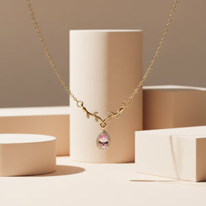 Pink Crystal Flower Necklace