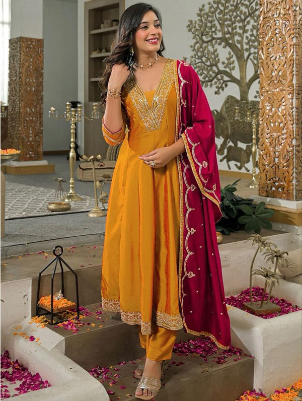 Gulnaar Mustard Suit Set