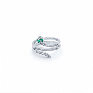 Emerald Serpent Adjustable Ring