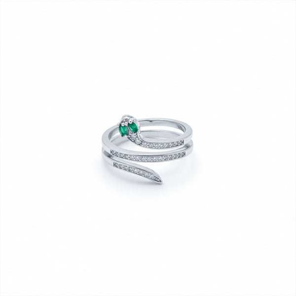 Emerald Serpent Adjustable Ring