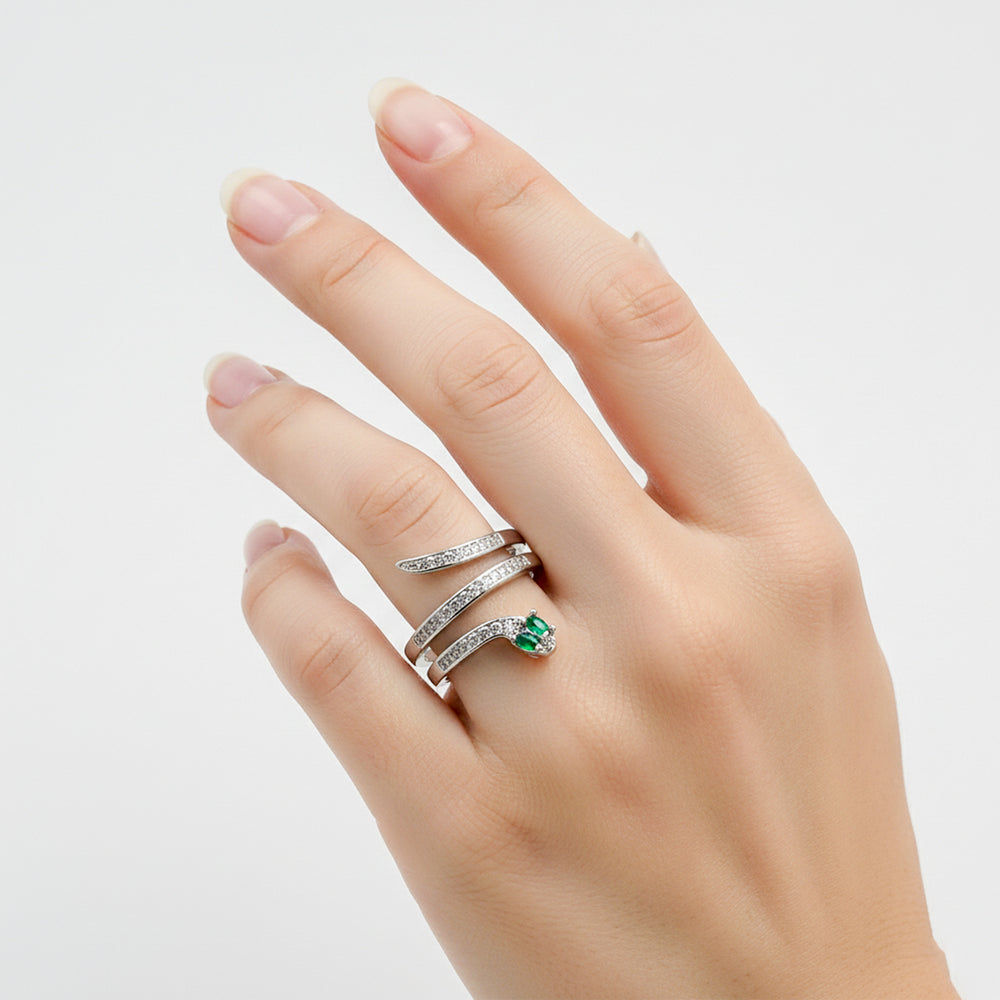 Emerald Serpent Adjustable Ring