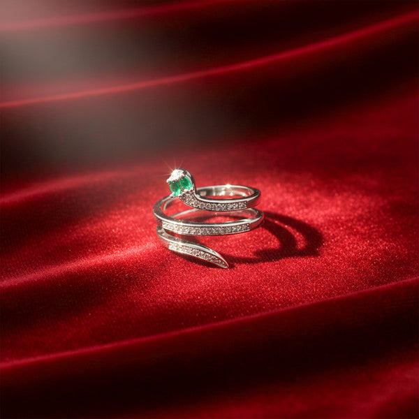 Emerald Serpent Adjustable Ring