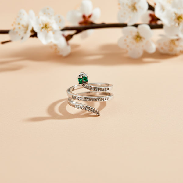 Emerald Serpent Adjustable Ring