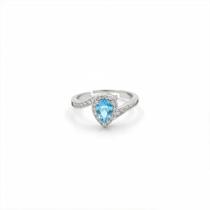 Aqua Heart Crystal Adjustable Ring