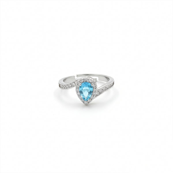 Aqua Heart Crystal Adjustable Ring