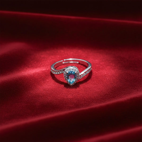 Aqua Heart Crystal Adjustable Ring