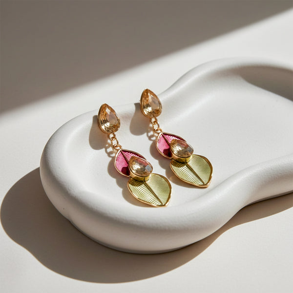Emerald Leaf Spark Earrings