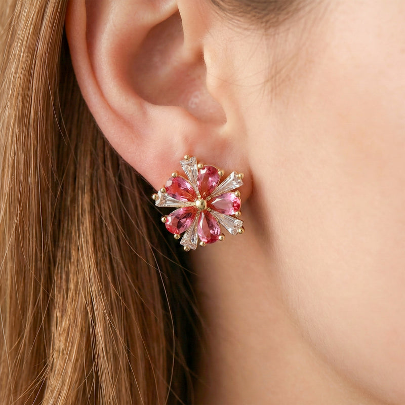 Pink Blossom Crystal Earrings