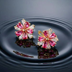 Pink Blossom Crystal Earrings