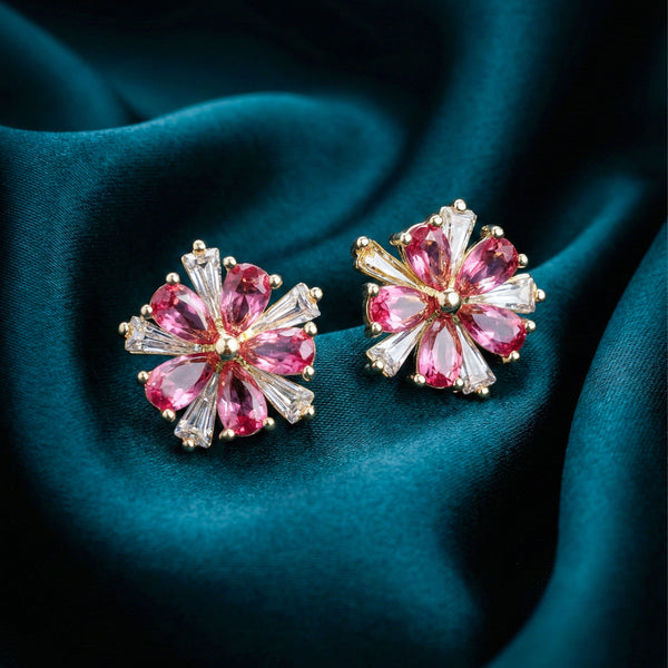 Pink Blossom Crystal Earrings