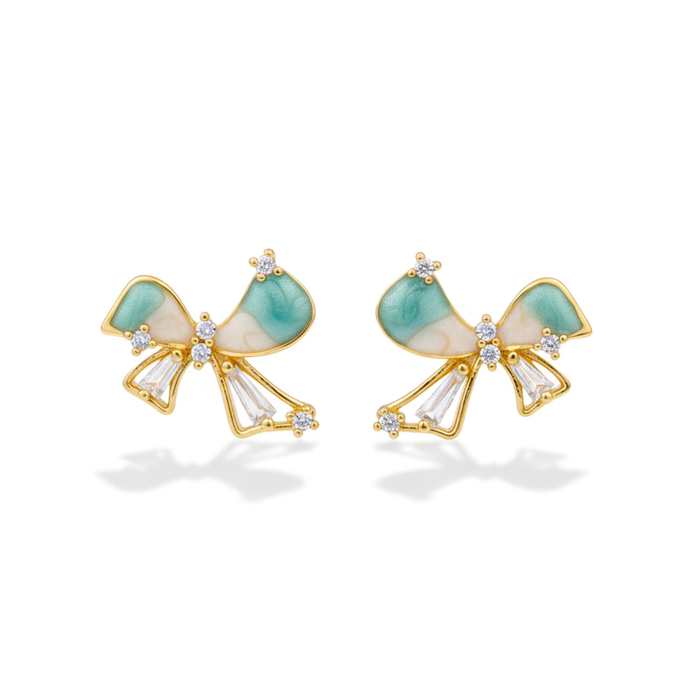 Azure Ribbon Crystal Earrings