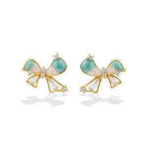 Azure Ribbon Crystal Earrings