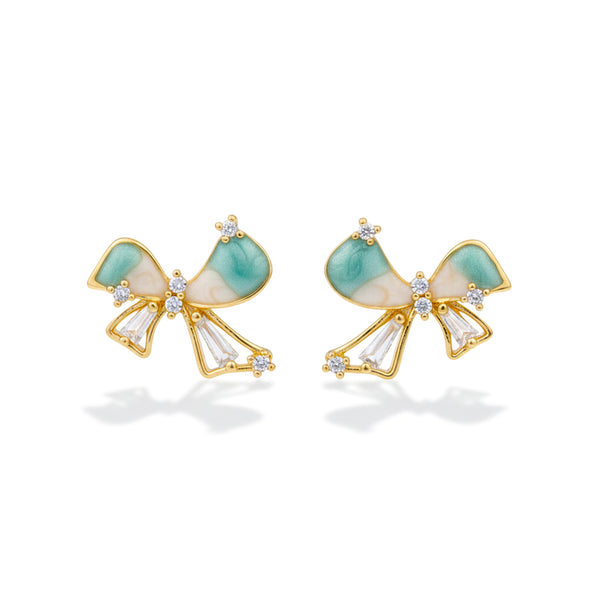 Azure Ribbon Crystal Earrings