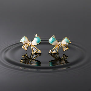 Azure Ribbon Crystal Earrings