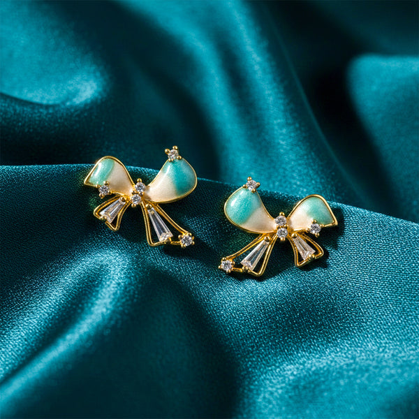 Azure Ribbon Crystal Earrings