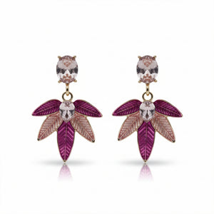 Pink Leaf Blossom Earrings