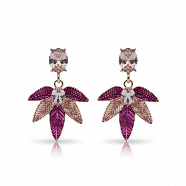 Pink Leaf Blossom Earrings
